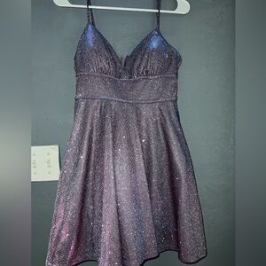 Elegant Purple Glitter Prom Dress
